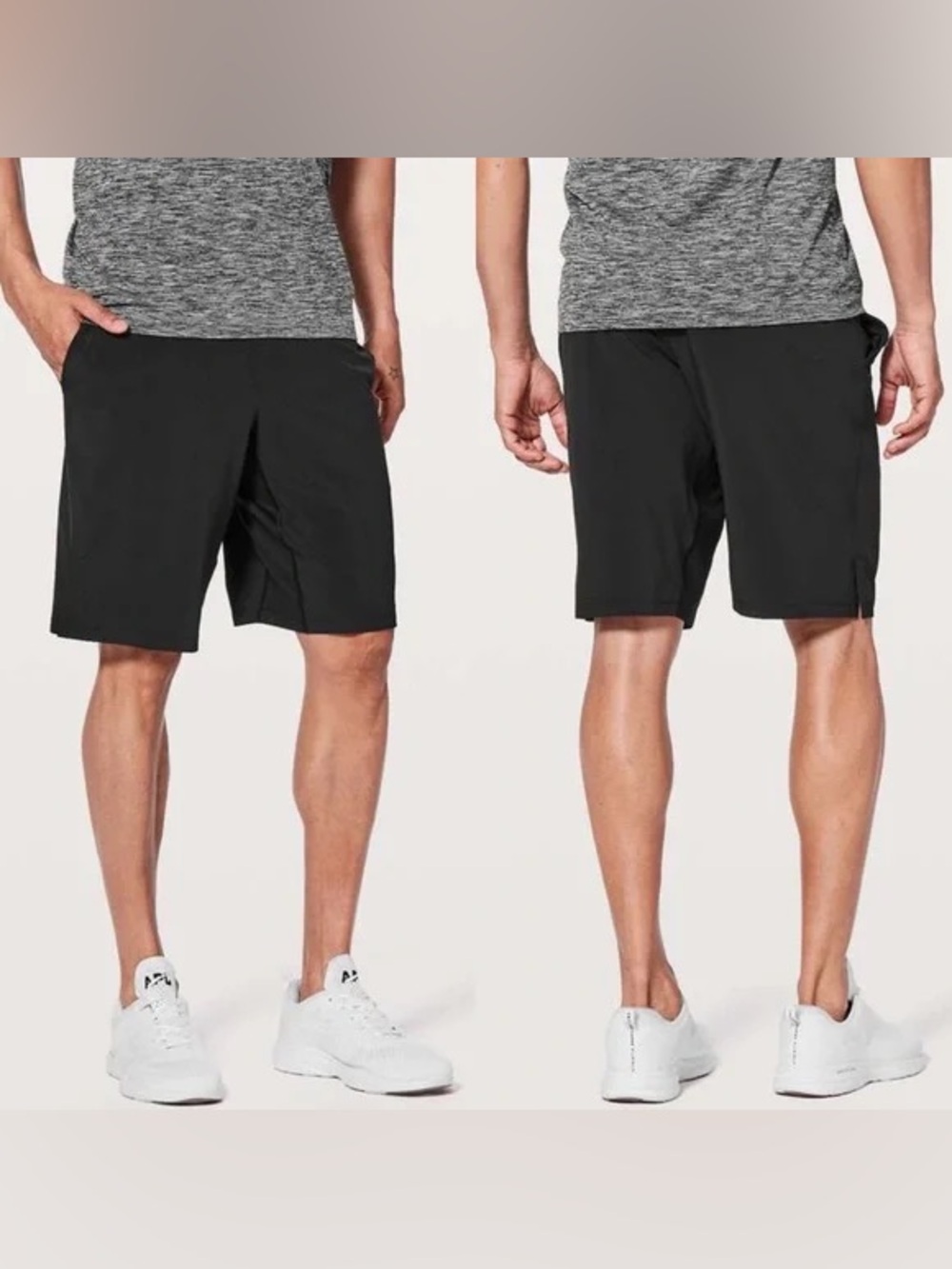 Lululemon Shorts Mens Black Unlined Loose Fit Pockets Stretch Logo